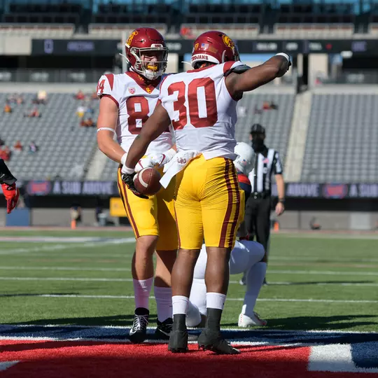 Markese Stepp celebrates TD vs. Arizona
