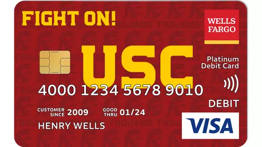 USC Trojans Athletics Debit Card From Wells Fargo Bank