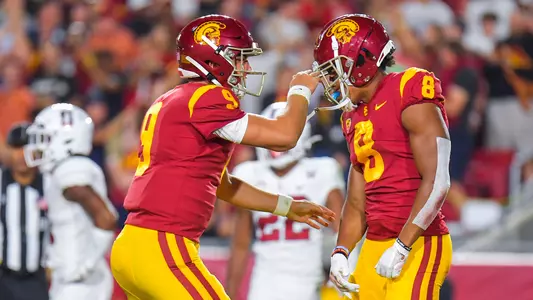USC Trojans Football's Kedon Slovis and Amon-Ra St. Brown
