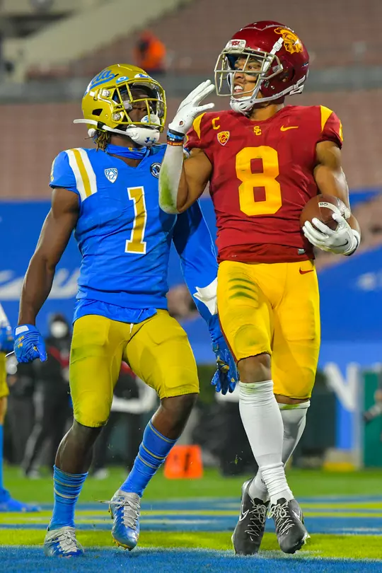 Amon-Ra St. Brown celebrates TD vs. UCLA