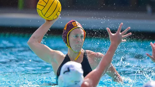 Elise Stein takes a shot in a win at Uytengsu Aquatics Center
