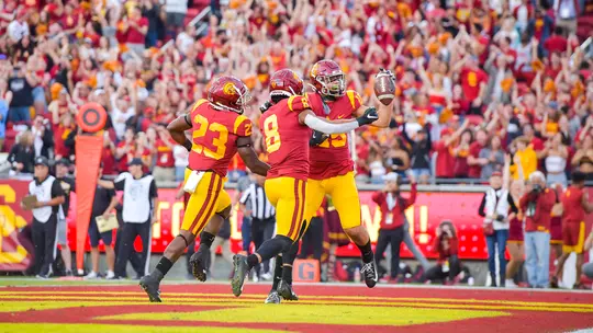 USC Trojans Football offense celebrates