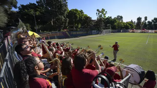USC Trojan Marching Band at McAlister Field for soccer match