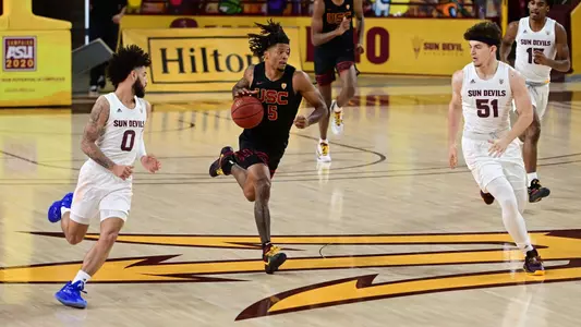 Isaiah White dribbling