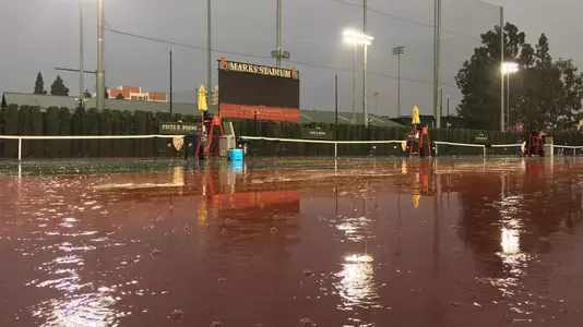 Marks Stadium is soaked with rain