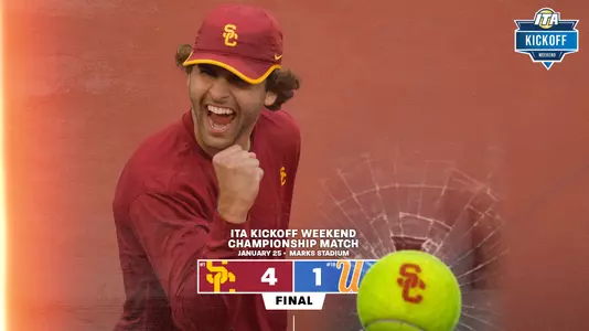 Stefan Dostanic celebrates USC's 4-1 win over UCLA at Marks Stadium