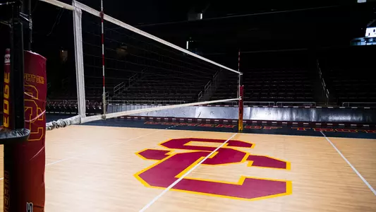 New USC Trojans volleyball court at Galen Center