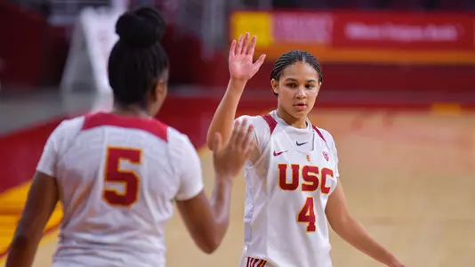 Endyia Rogers Jordan Sanders high five