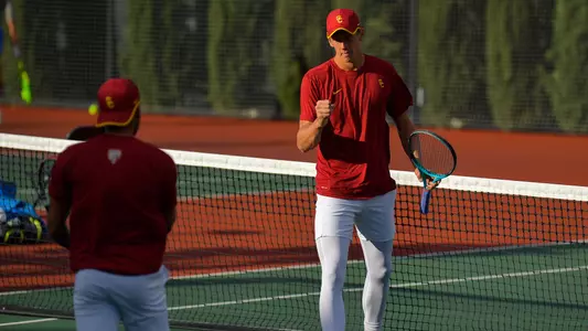 Riley Smith and Daniel Cukierman celebrated a doubles win at Marks Stadium