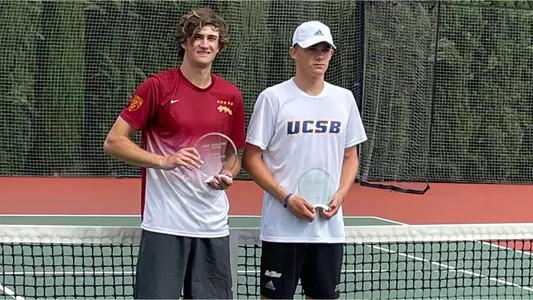 Ryder Jackson with his trophy after winning the singles titles at the 2021 SoCal Intercollelgiates