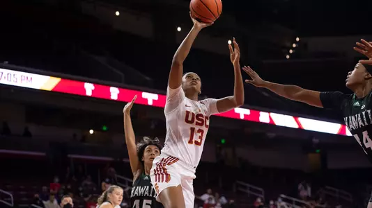 Rayah Marshall takes it to the hoop in USC's season-opening win vs. Hawaiii