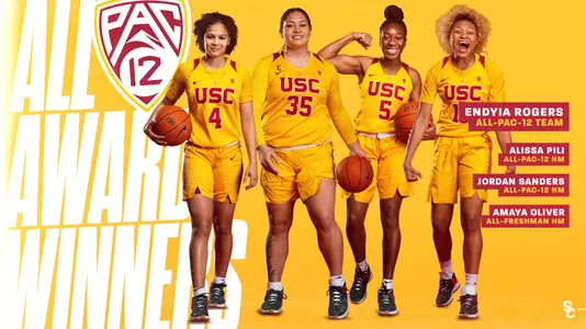 2021 All-Pac-12 award winners: Endyia Rogers, Alissa Pili, Jordan Sanders and Amaya Oliver