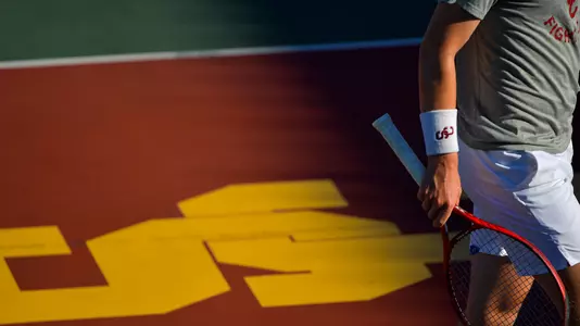 A USC player walks across the court at Marks Stadium