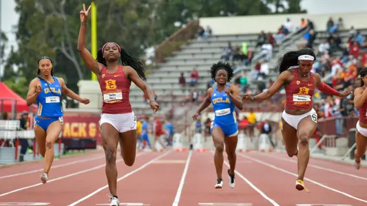 TeeTee Terry winning Dual Meet 100m