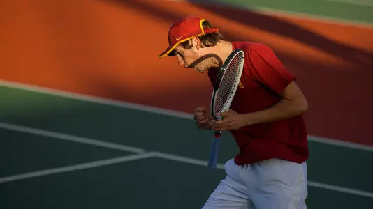 Ryder Jackson cheers a point won in a match at Marks Stadium