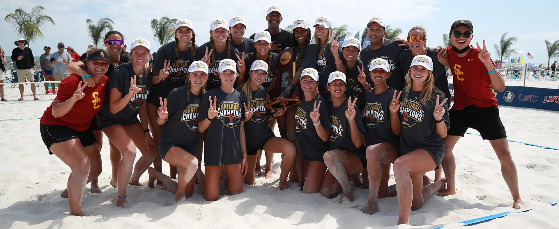 2021 USC Trojans Beach Volleyball Team after winning NCAA Championship