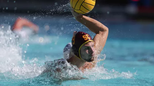 Jacob Mercep fires off a shot against Pepperdine at Uytengsu Aquatics Center