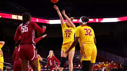 Bella Perkins rises up for a shot during her career day of 15 points scored vs. WSU