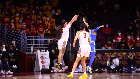 Alissa Pili puts up a 3-pointer vs. UCLA at Galen Center