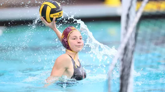Alejandra Aznar looks to shoot in a USC win over Occidental at Uytengsu Aquatics Center