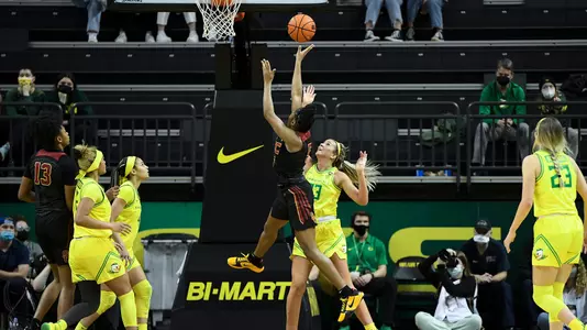 Jordan Sanders puts up a shot at Oregon