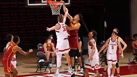USC Trojans Men's Basketball forward Isaiah Mobley dunks against Stanford Cardinal