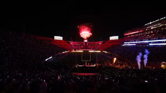 USC Trojans Football 'Lights Out' entrance at United Airlines Field at Los Angeles Memorial Coliseum