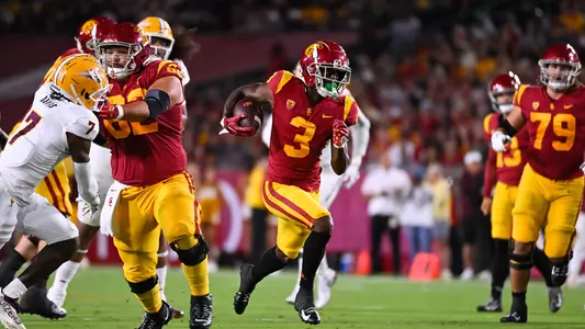 USC Trojans Football wide receiver Jordan Addison runs against Arizona State