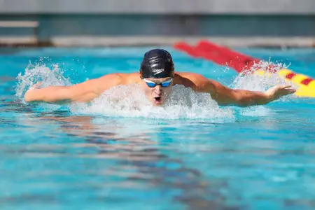 Male swimmer swimming butterfly