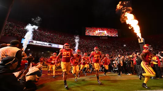 USC Trojans Football 'Lights Out' entrance at United Airlines Field at Los Angeles Memorial Coliseum