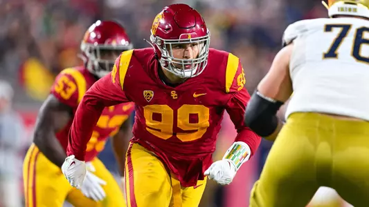 Nick Figueroa comes off the line