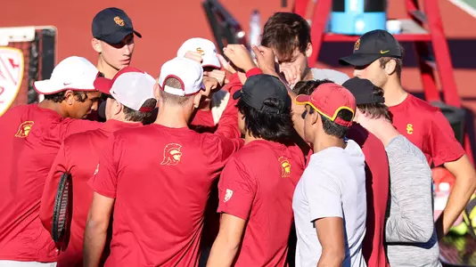 USC players huddle up before a match at Marks Stadium