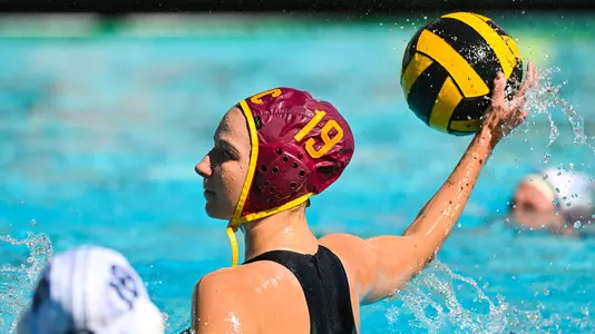 Sophia Lucas looks to shoot in a USC win over Cal at Uytengsu Aquatics Center