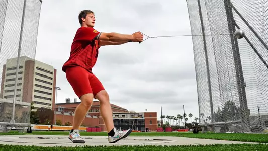 Trey Knight in the hammer throw at Loker