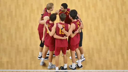 USC Men's Volleyball huddle