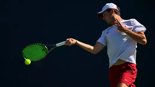 Samuel Rubell fires a forehand shot at UCLA