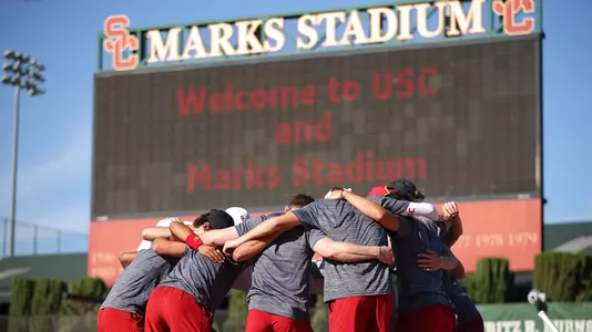 Marks Stadium team huddle