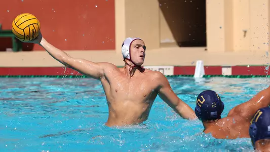 Carson Kranz winds up with the ball in a game vs. Cal at the MPSF Invite