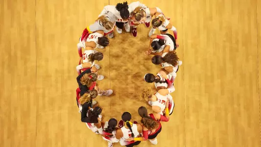 USC women's volleyball pre-match huddle