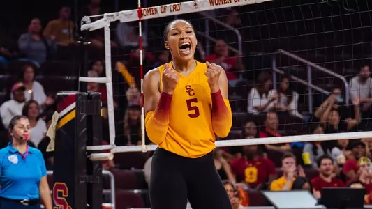 Skylar Fields celebrates a point