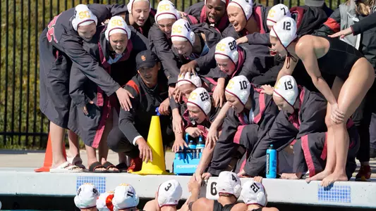 USC team cheers before a game at the Barbara Kalbus Invitational in Irvine