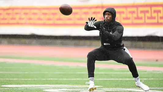 USC Trojans Football wide receiver Jordan Addison catches at NFL Pro Day