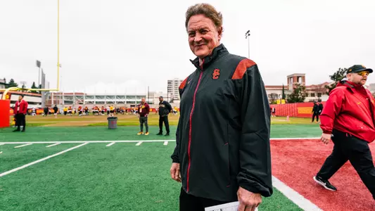 Coach Greg Brown at USC Football practice
