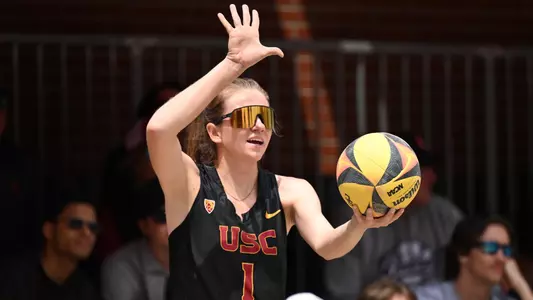 Harper Hallgren serves