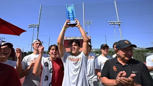 Bradley Frye holds Pac-12 regular season trophy.