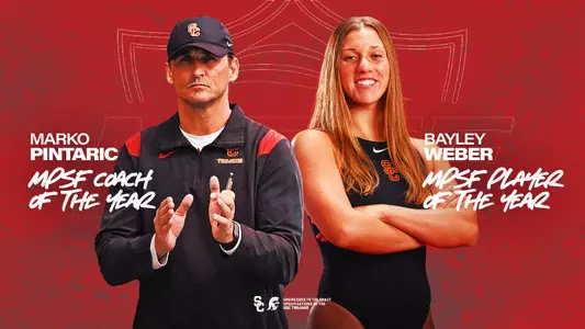 2023 MPSF Coach of the Year Marko Pintaric and Player of the Year Bayley Weber