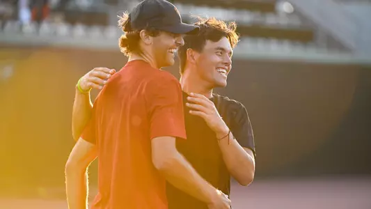 Bradley Frye and Stefan Dostanic hug after match