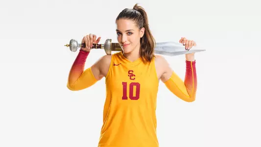 Lindsey Miller sword across back