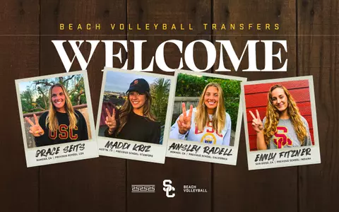 2023-24 Beach Volleyball Graduate Transfers Grace Seits, Maddi Kriz, Ainsley Radell, and Emily Fitzner