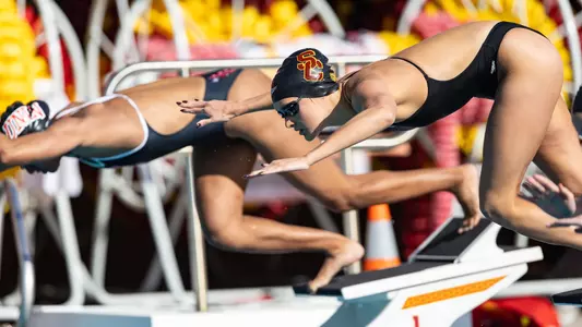 USC Swim and Dive defeats UNLV on January 6, 2024 at Uytengsu Aquatics Center in Los Angeles California. (Drake Lee/USC Athletics)